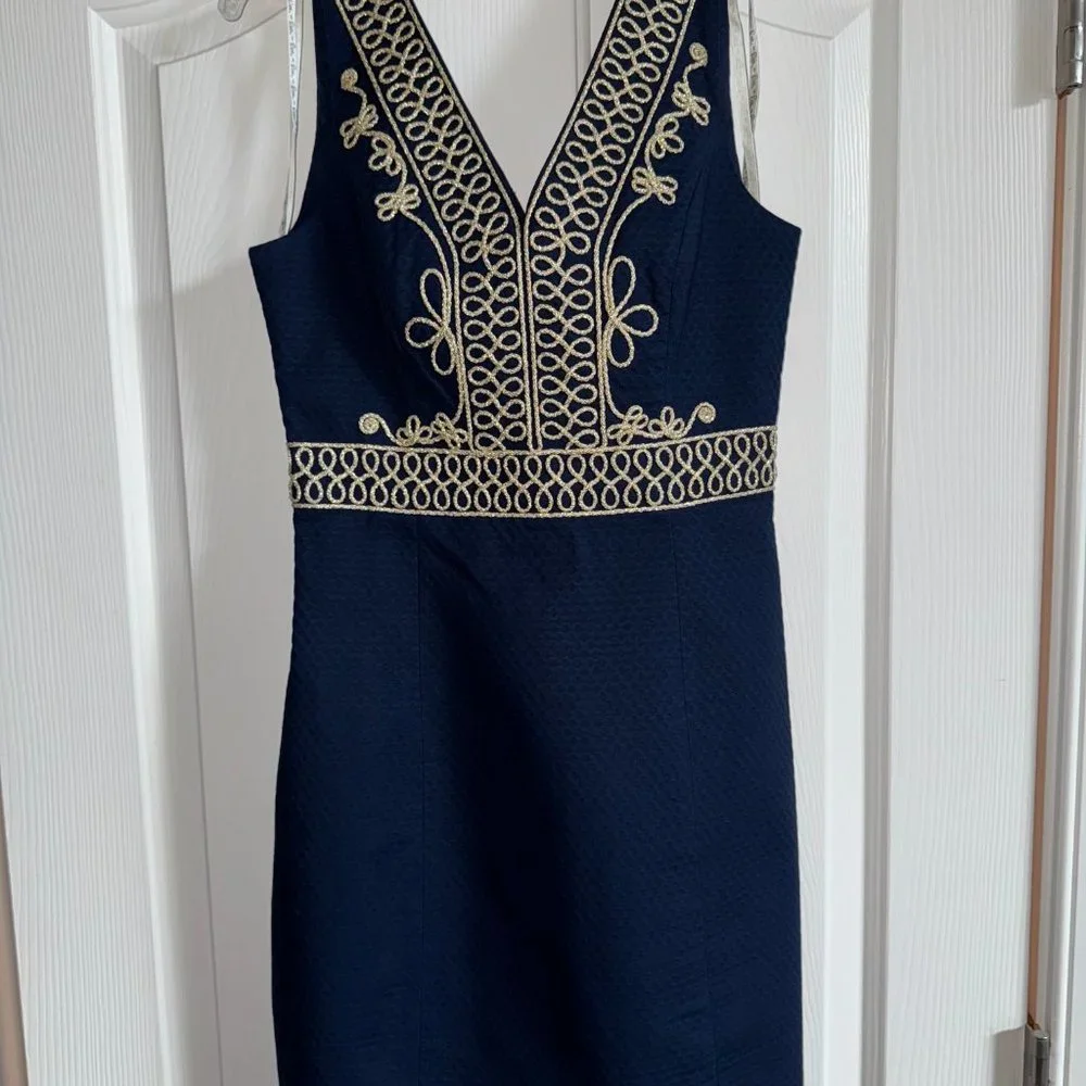 NEW WITH TAGS- Lilly Pulitzer Aveline Shift True Navy Dress Size 0 - Picture 2 of 7
